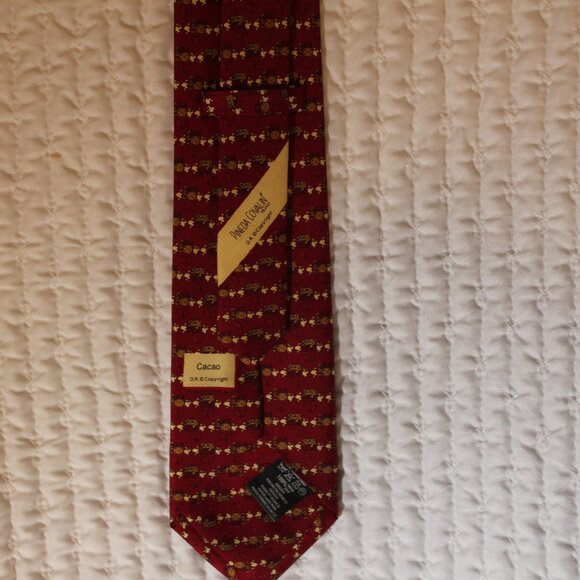PINEDA COVALIN Cacao 100% Silk Necktie MEXICO Luxury MEXICANO crimson browns XL - Picture 4 of 4